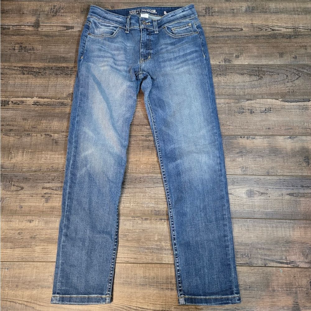Harley Davidson Straight leg Womens Jeans Stretchy Soft *Irregular*